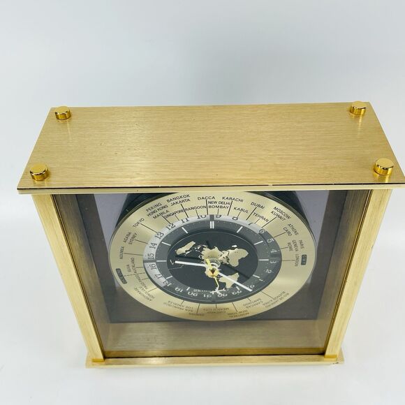 Vintage Seiko Quartz World Time Zone Clock With Airplane Second Hand Desk Mantle - Picture 7 of 16